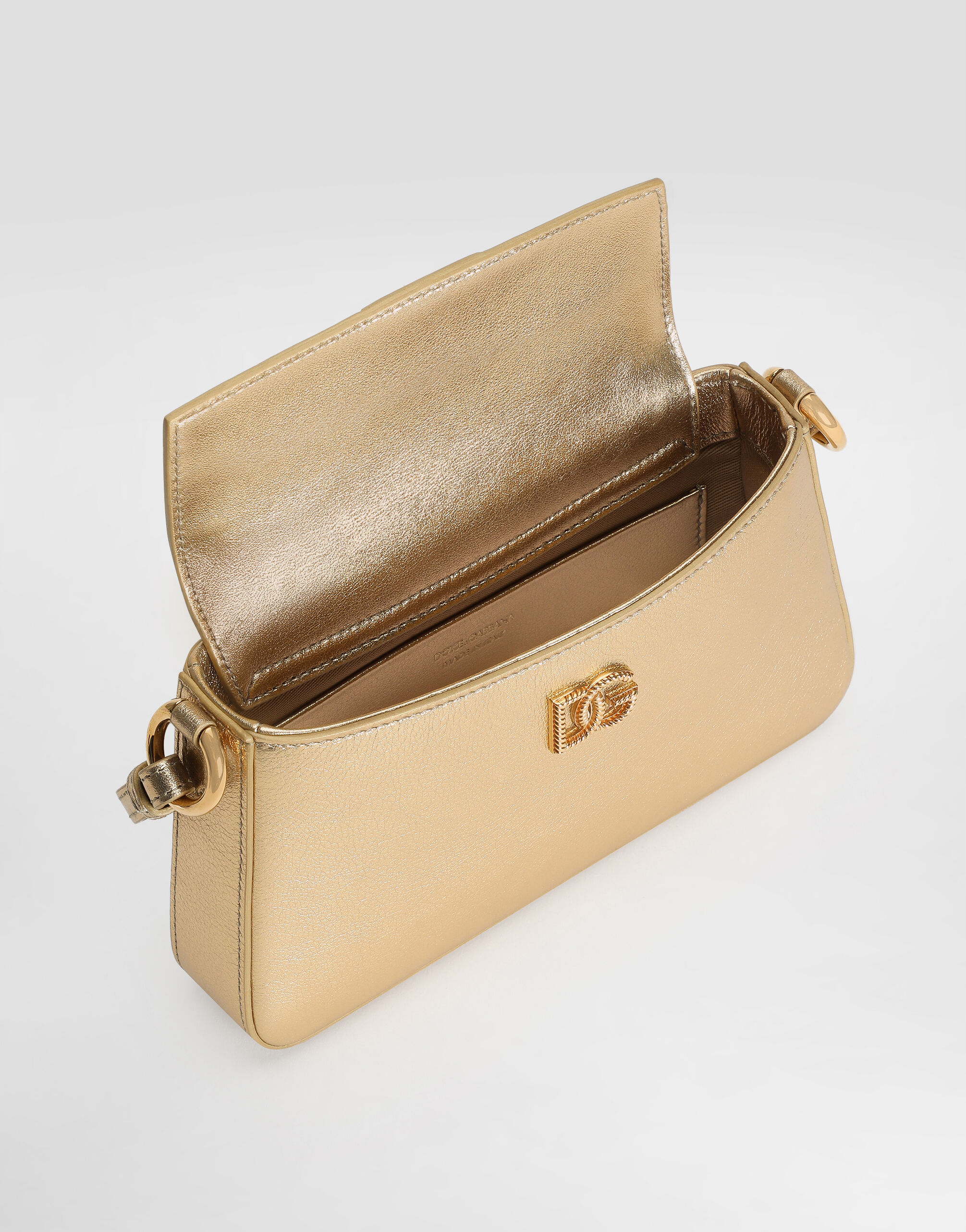 Laminated calfskin phone bag in Gold for Women | Dolce&Gabbana® US