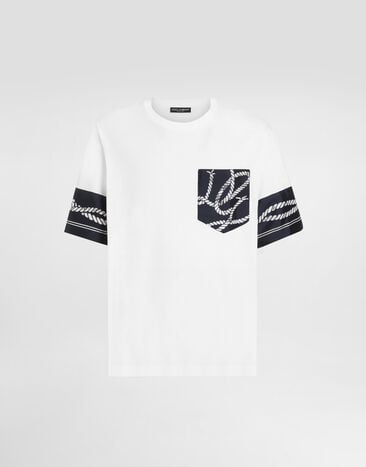 Dolce & Gabbana Camiseta en algodón con estampado marinero Multicolor G8SB2TG7QKH
