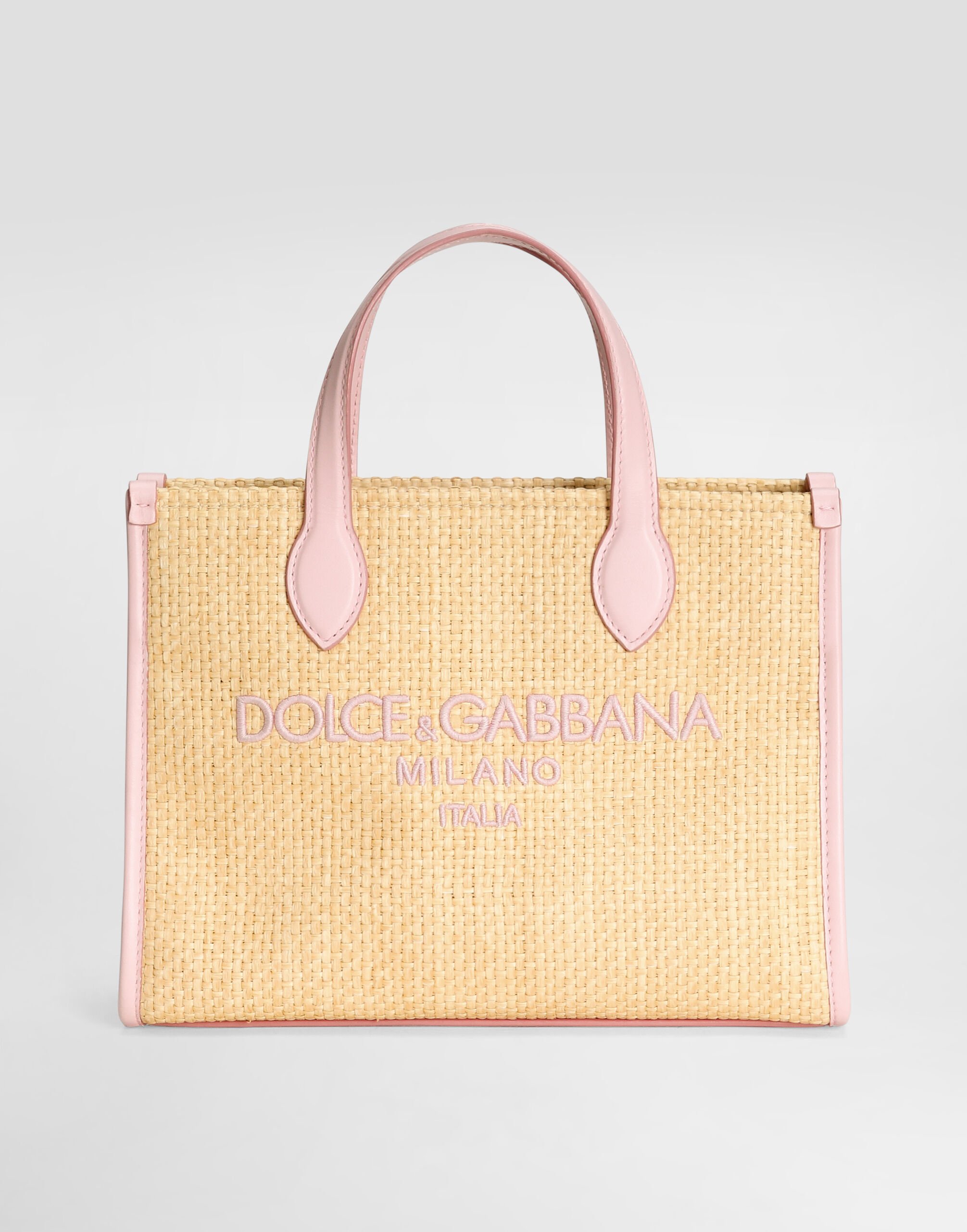 Borsa a mano in paglia con logo Dolce\u0026Gabbana in Rosa da Bambina |  Dolce\u0026Gabbana�