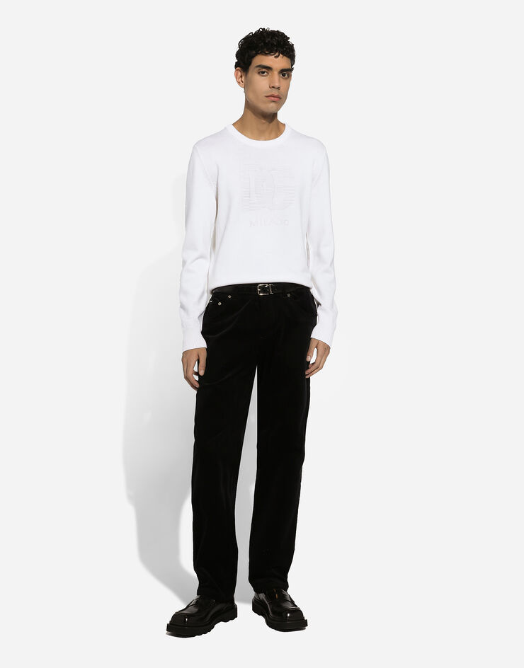 Dolce & Gabbana Jersey de cuello redondo de lana con logotipo DG Blanco GXX01TJCVYO