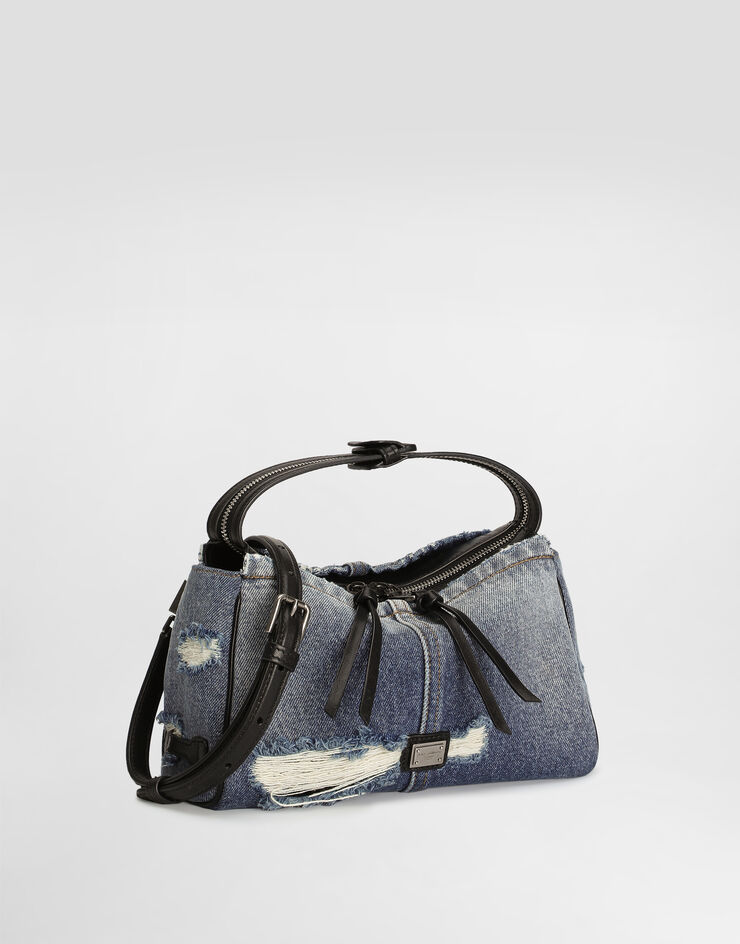 Dolce & Gabbana Vittoria denim patchwork shoulder bag Blue BM2049AY768