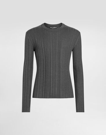 Dolce & Gabbana Pullover girocollo in seta Grigio GXX22TJBSN6
