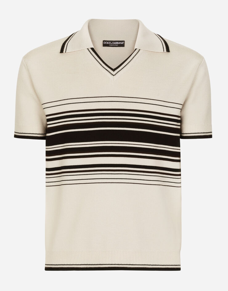 Dolce & Gabbana Wool polo-shirt with contrasting stripes Multicolor GXQ82TJCVG4