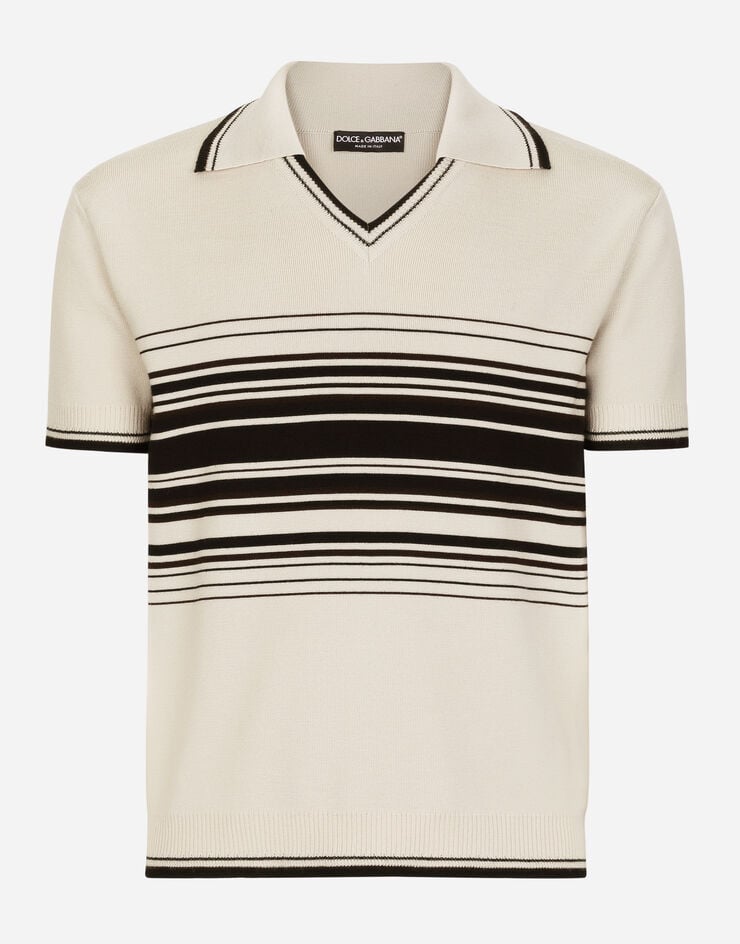 Dolce&Gabbana Wool polo-shirt with contrasting stripes Multicolor GXQ82TJCVG4