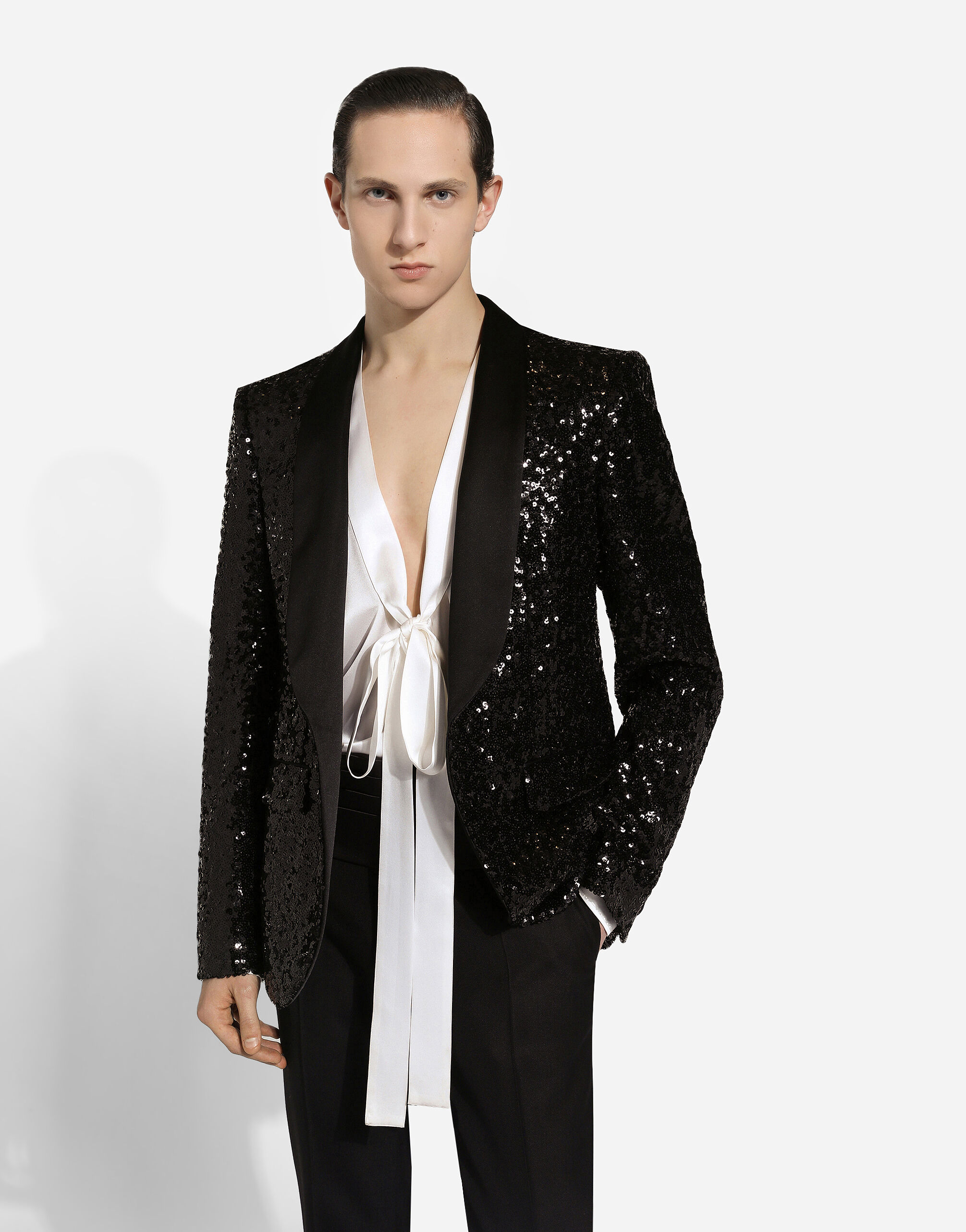 Single-breasted Sicilia-fit jacket with sequin embellishment