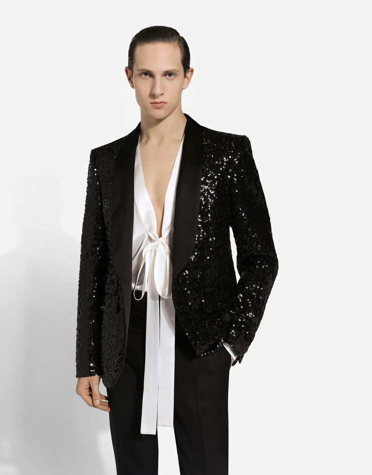 Dolce & Gabbana Chaqueta Sicilia de botonadura sencilla con lentejuelas Negro G2UG2TFLSGD