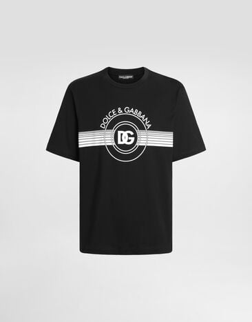Dolce & Gabbana Cotton interlock T-shirt with DG logo print Black G8PN9TG7J6B