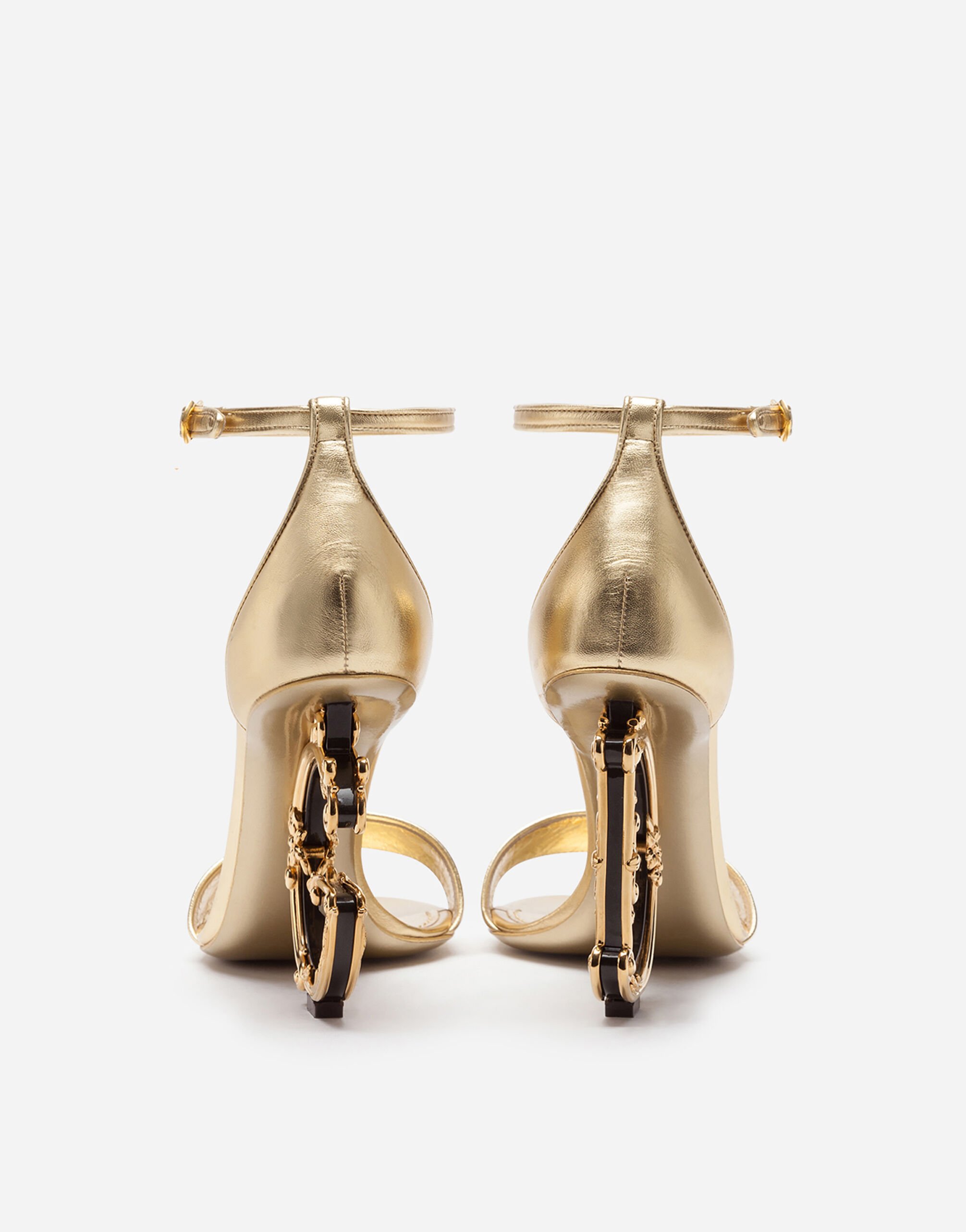 Nappa mordore sandals with baroque DG heel in Gold for Women Dolce Gabbana US