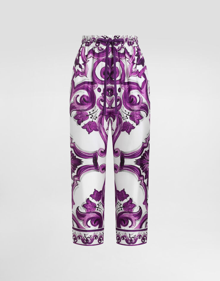 Dolce & Gabbana Majolica-print silk vanity trousers Multicolor FTDBOTHI1Y7