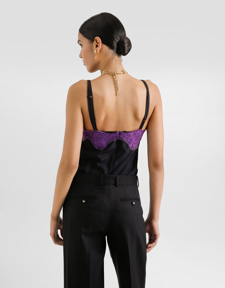 Dolce & Gabbana Stretch crêpe de chine top Black F7BC7TFUABS