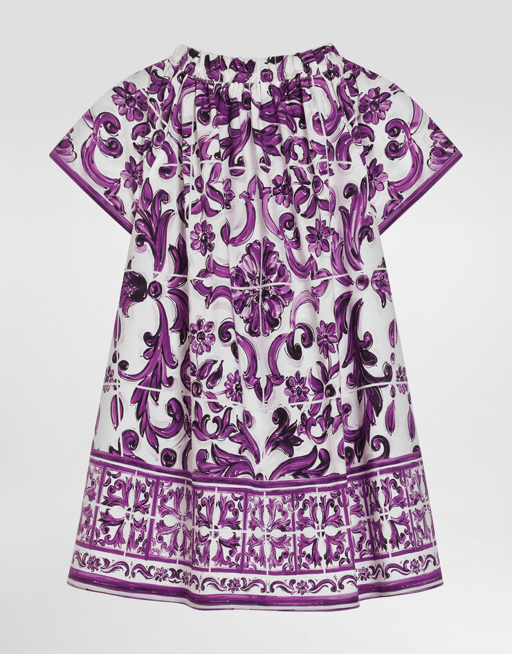 Dolce & Gabbana Majolica-print short-sleeved poplin dress Multicolor L54DH4FI5LT