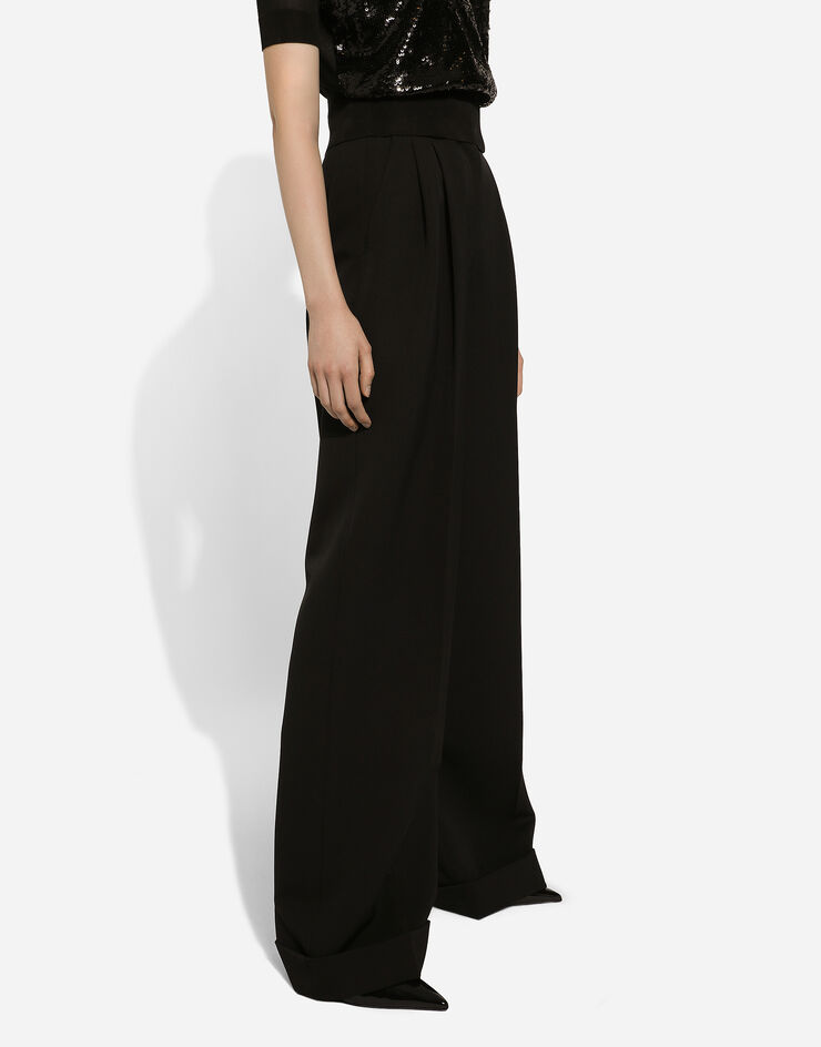 Dolce & Gabbana Pantalón acampanado en paño de lana Negro FTBMPTFU21E