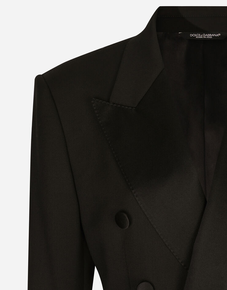 Dolce & Gabbana جاكيت توكسيدو صوف قصير بصف أزرار مزدوج أسود F29MCTFUBE7