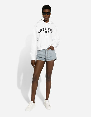 Dolce & Gabbana Sweat-shirt à capuche en jersey de coton Blanc F9O00TGDCNU