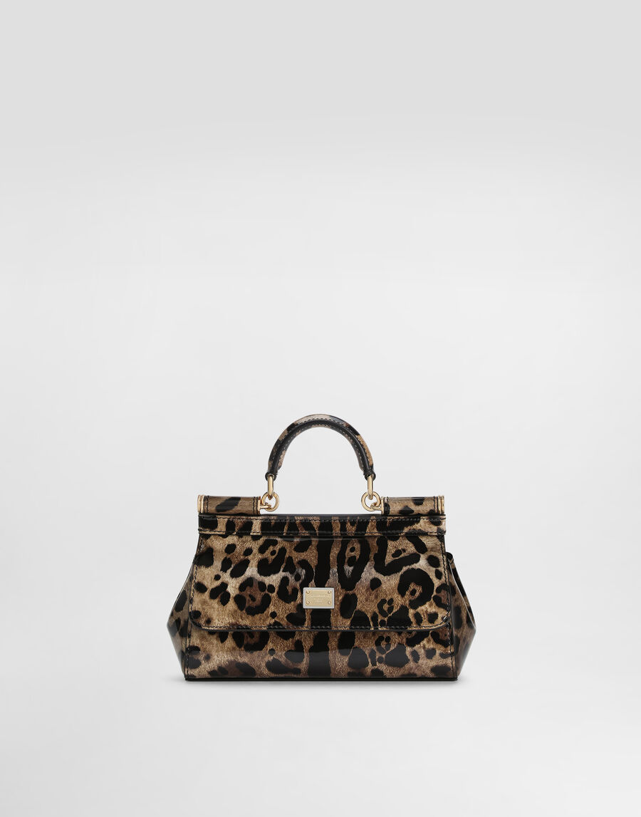 Mini Sicily handbag in leo-print polished calfskin
