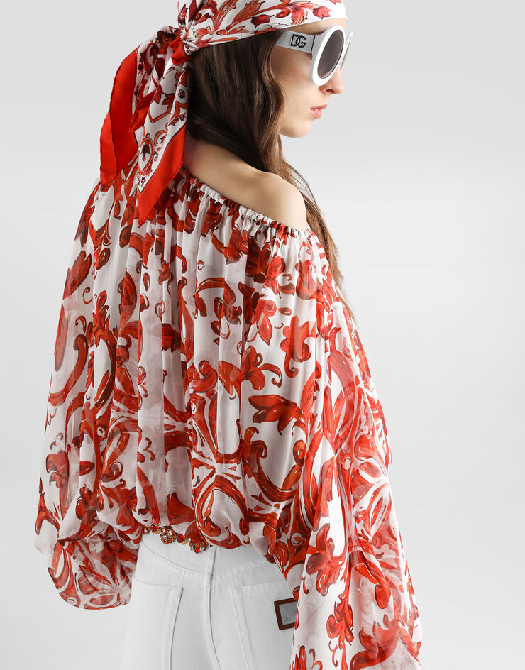 Dolce & Gabbana Majolica-print poplin top Multicolor F72G7TGDDRH