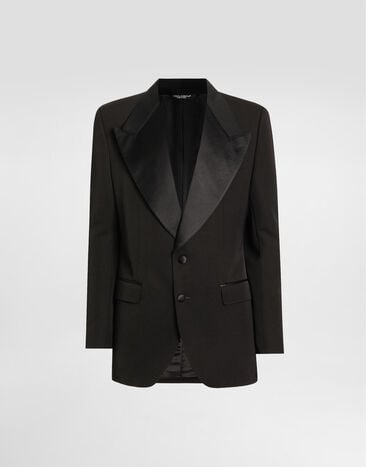 Dolce & Gabbana جاكيت من مزيج صوف وحرير بصف أزرر مفرد Black G2VO2TGJ865