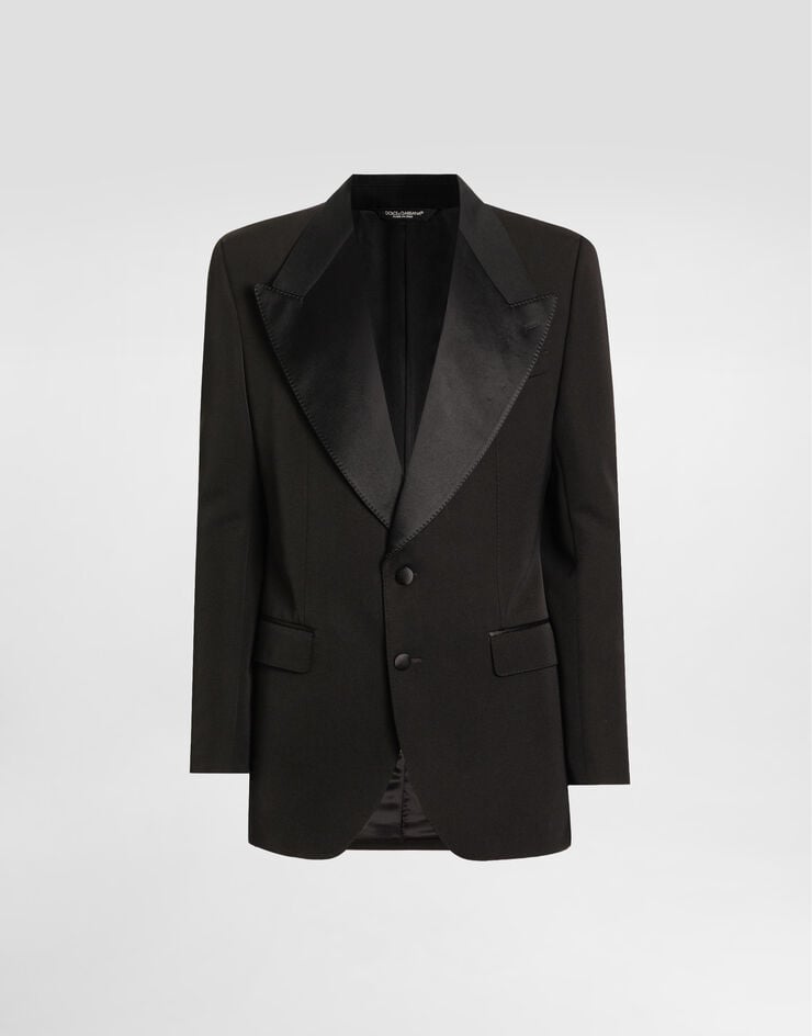 Dolce & Gabbana جاكيت من مزيج صوف وحرير بصف أزرر مفرد Black G2VO2TGJ865
