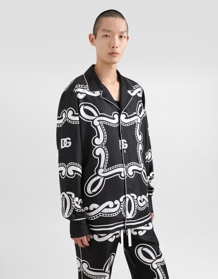 Dolce & Gabbana Silk vanity shirt with bandanna print Print G5IF1THI1WF