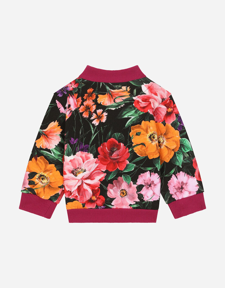 Dolce & Gabbana Sudadera de punto con estampado de flores sobre base negra Imprima L2JWBFHS7PK
