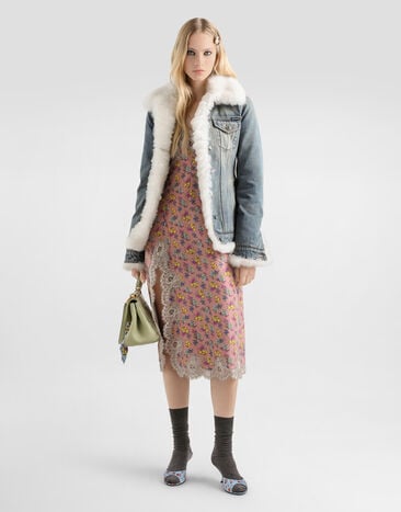 Dolce & Gabbana Denim jacket with fur effect details Multicolor F9S98ZG8OC4