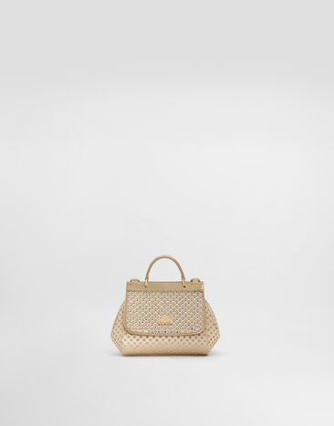 Dolce & Gabbana Satin Sicily crossbody bag with glittery polka-dots and rhinestones Gold EB0003AU184