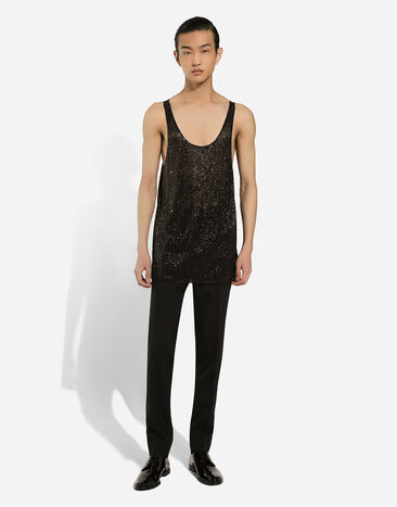 Dolce & Gabbana Embroidered silk singlet Multicolor G8SC6ZGI703