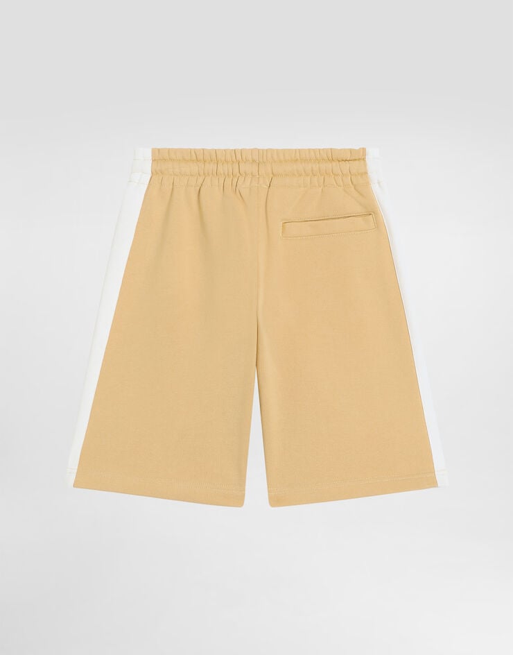 Dolce & Gabbana Fleece bermuda shorts with print Yellow L4JQXKG7PWP