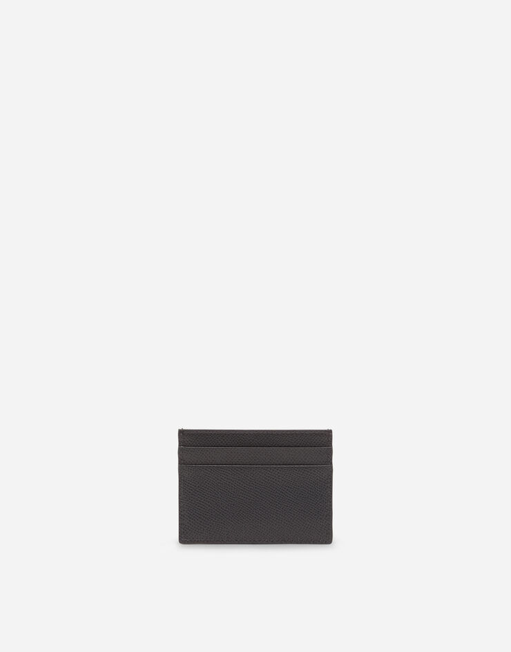 Dolce & Gabbana Porte-cartes de crédit en cuir de veau dauphine avec plaquette à logo Gris BP0330AZ602