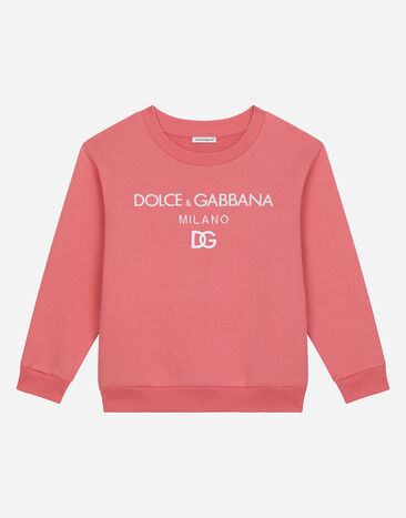 Dolce & Gabbana Rundhals-Sweatshirt aus Jersey mit Stickerei DG Milano Rosa L4JWDOG7E5R