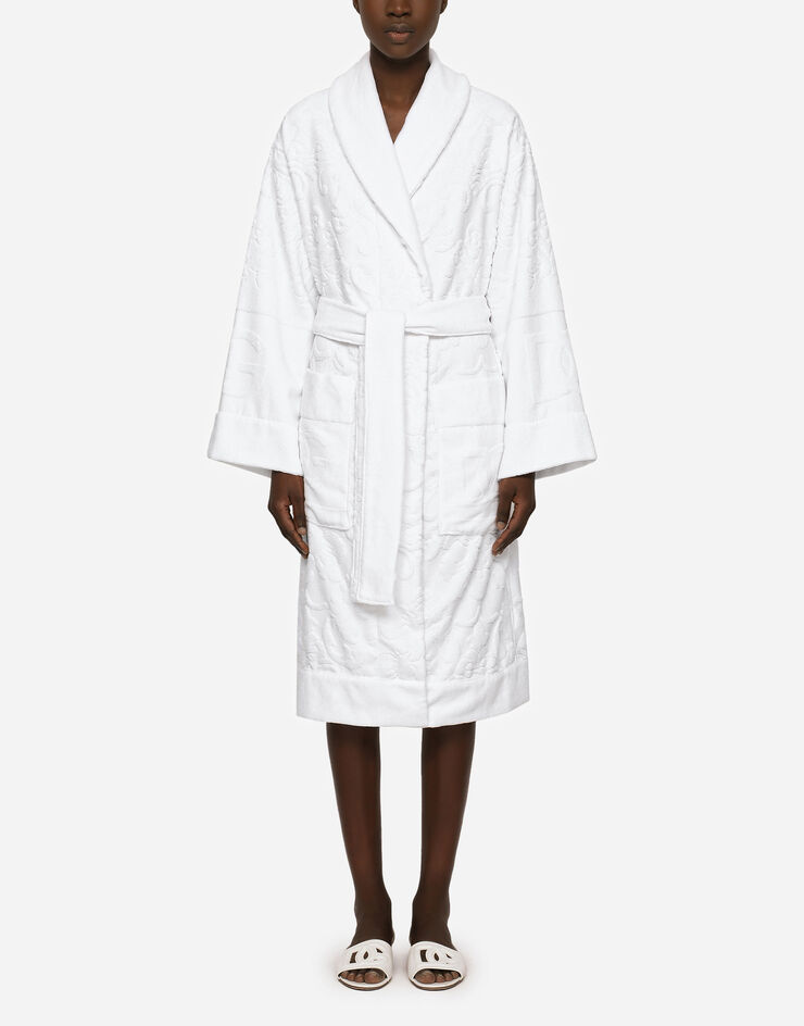 Dolce & Gabbana Bath Robe in Terry Cotton Jacquard Multicolor TCF009TCAGM