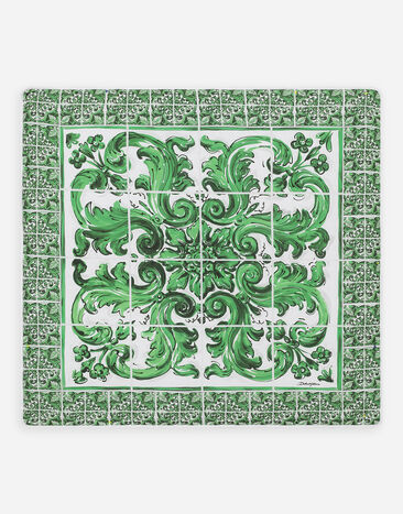 Dolce & Gabbana Jersey blanket with green majolica print Print LNJA88G7NVE