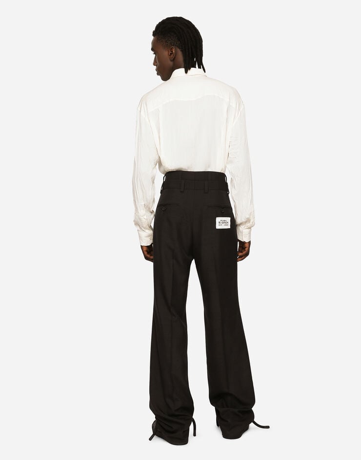 Dolce & Gabbana Tailored shantung silk and cotton pants Black GVX8HTHUMCA
