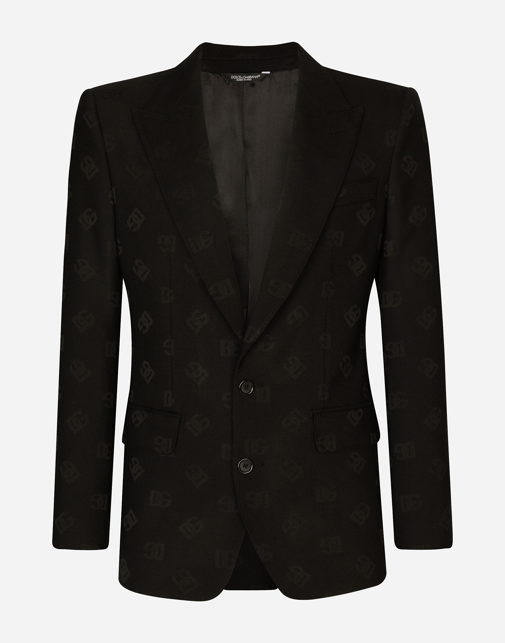 Dolce & Gabbana Single-breasted jacquard Sicilia-fit jacket with DG Monogram design Blue G2QS6TFU4LF