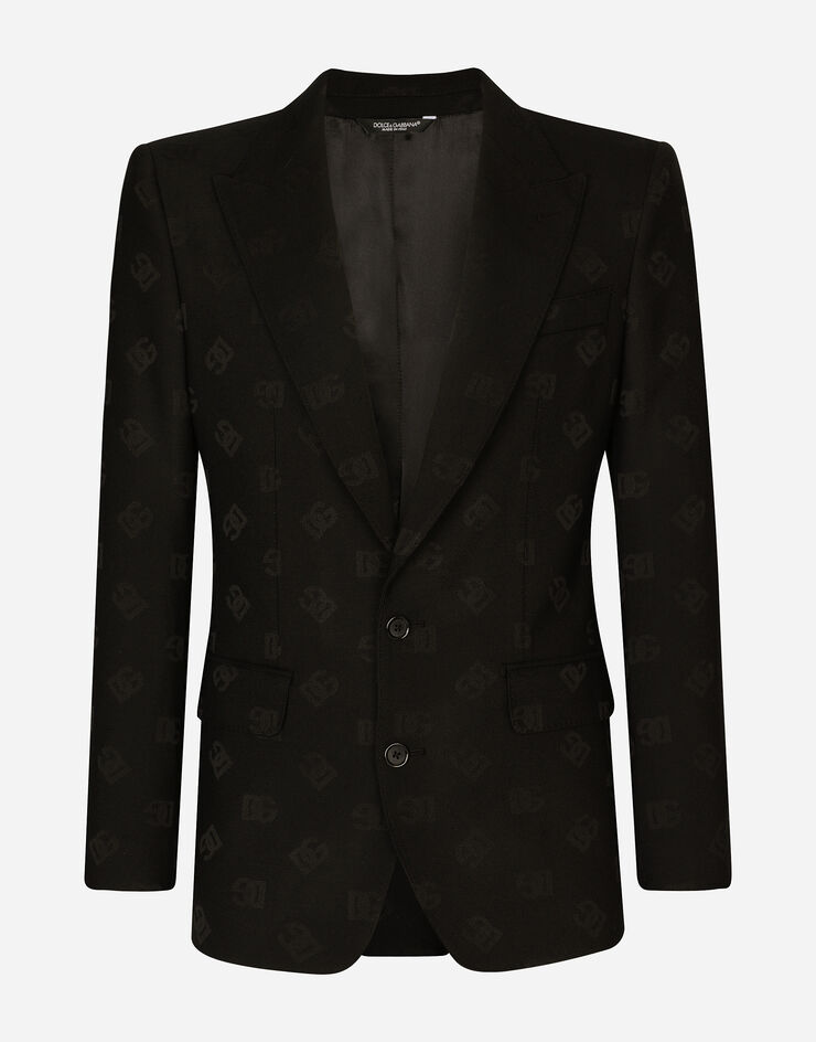 Dolce & Gabbana Single-breasted jacquard Sicilia-fit jacket with DG Monogram design Black G2QU6TFJBAK