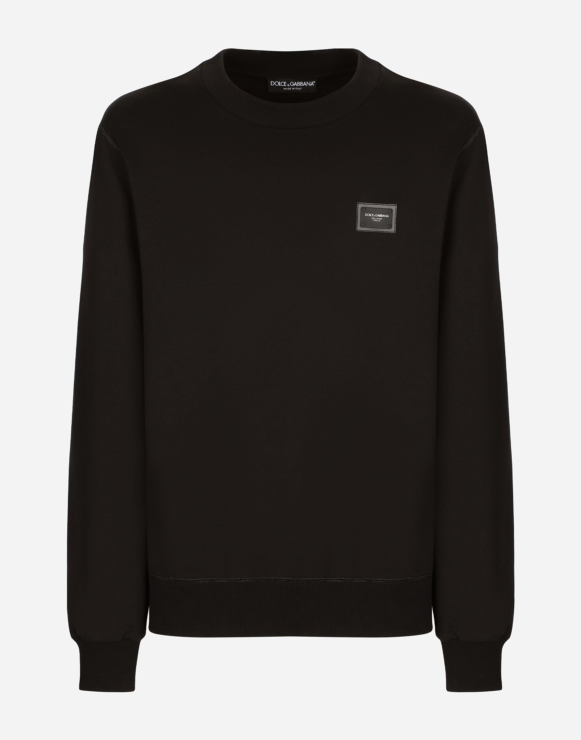 Dolce & Gabbana Jersey sweatshirt with branded tag Black G4HXATG7ZXD