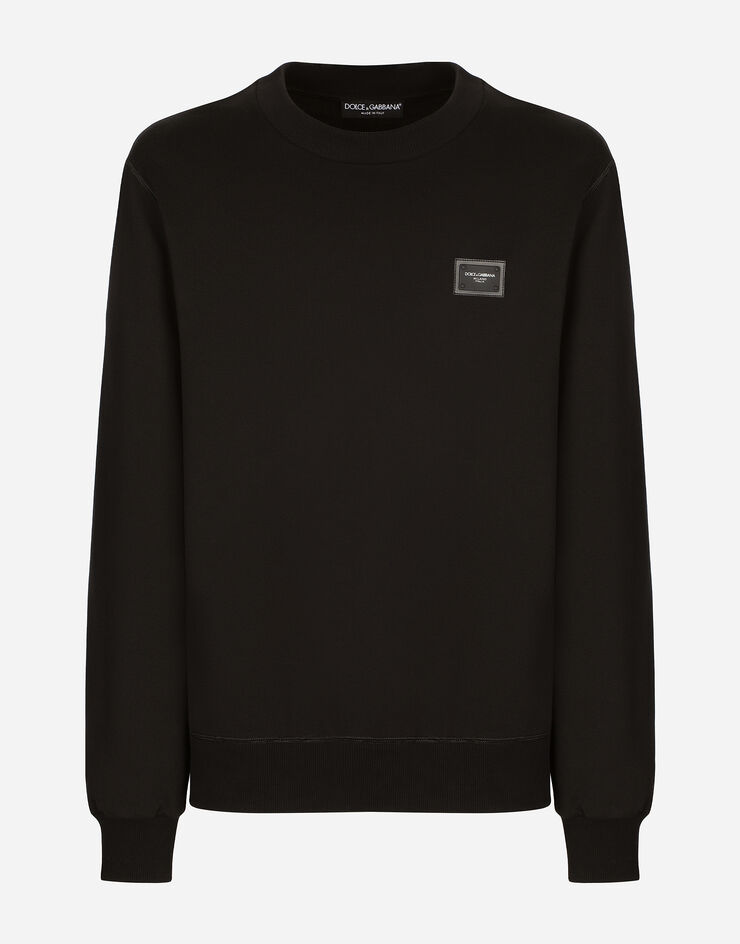 Dolce & Gabbana Jersey sweatshirt with branded tag Black G9PD3TFU7DU