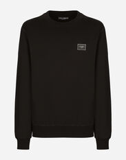 Dolce & Gabbana Jersey sweatshirt with branded tag Black G4HXATG7ZXD