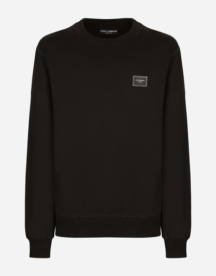Dolce & Gabbana Jersey sweatshirt with branded tag Black G9PD3TFU7DU