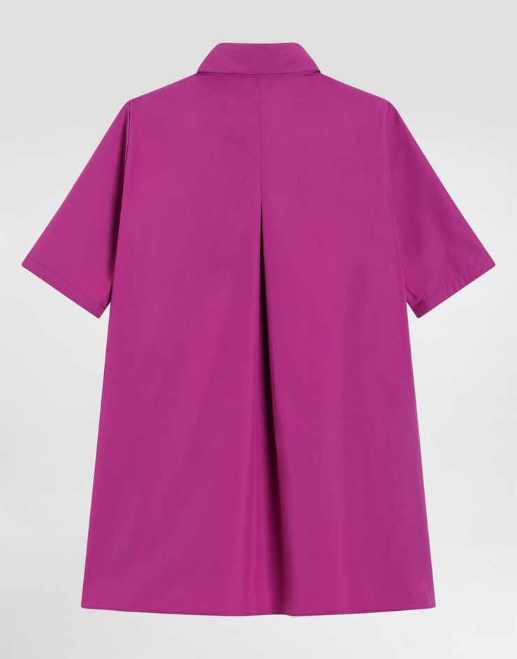 Dolce & Gabbana Kleid aus Baumwollpopeline mit Patch Fuchsia L54DF6FU5V4