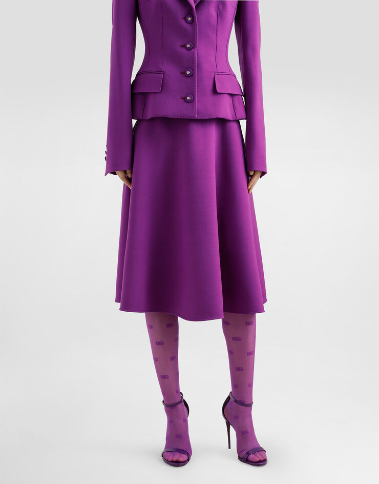 Dolce & Gabbana Midi skirt in double crêpe wool Purple F4C02TFU2L8