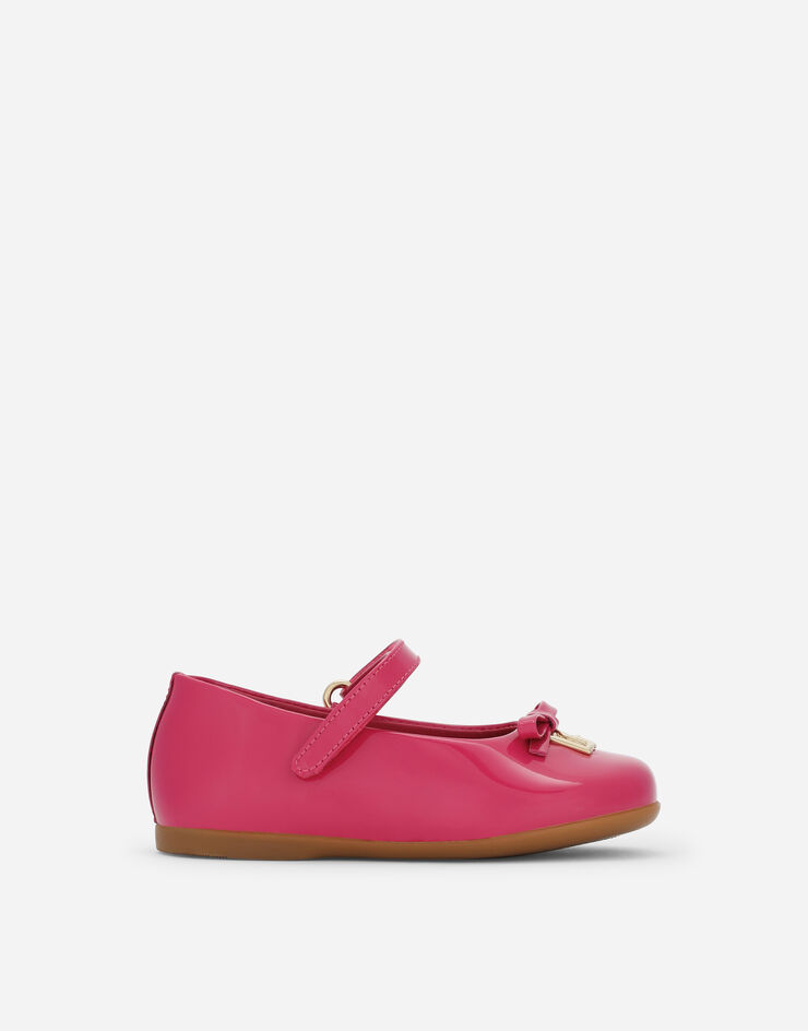 Dolce & Gabbana Patent leather ballet flats with strap and DG logo Pink D20081A1328