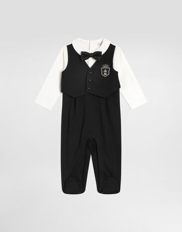 Dolce & Gabbana Interlock and jersey romper with embroidery Multicolor L1JOBPG7PMP