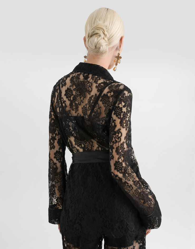 Dolce & Gabbana Lace vanity shirt Dolce & Gabbana Lace vanity shirt Black F5U83TILME6