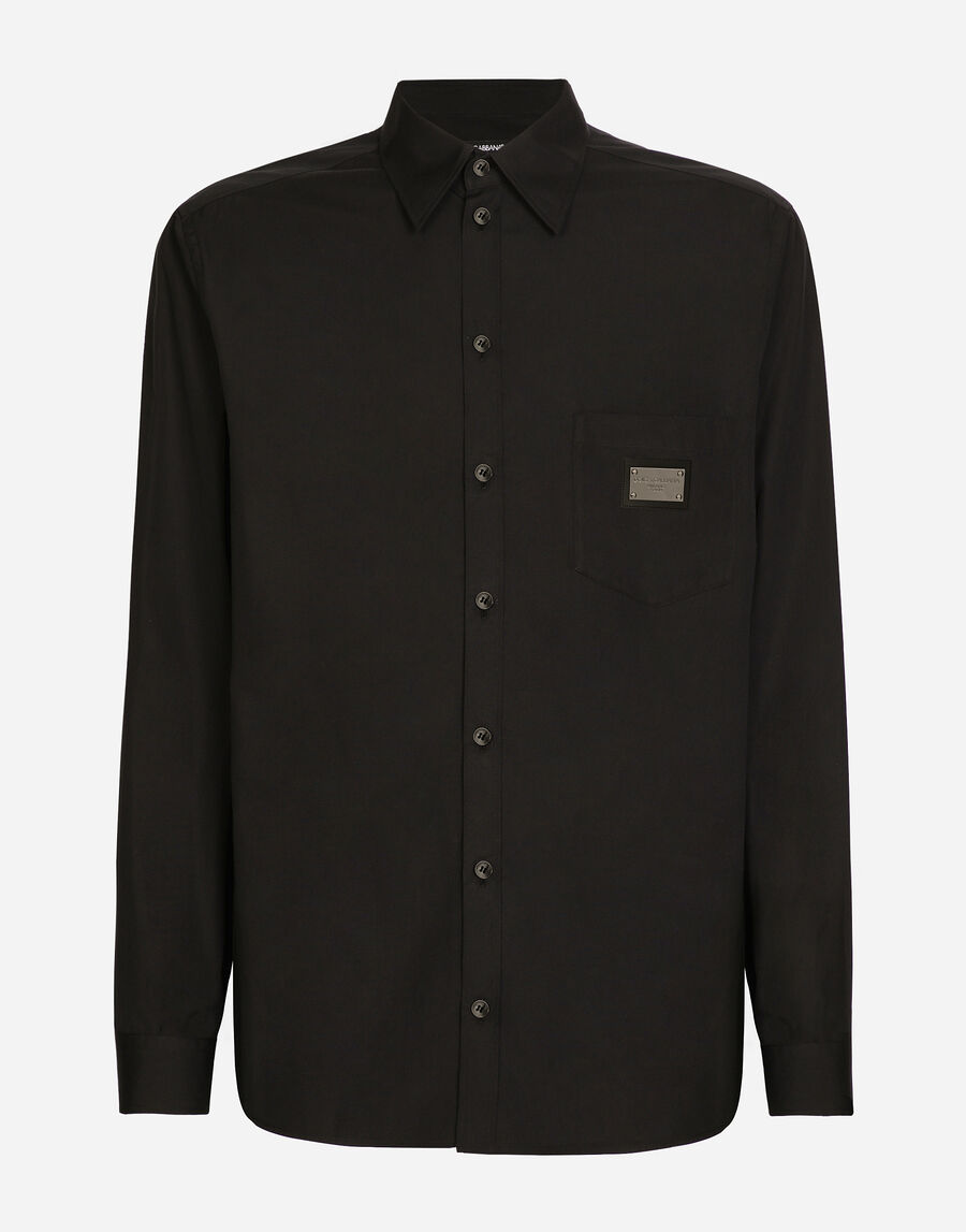 Cotton Martini-fit shirt with branded tag