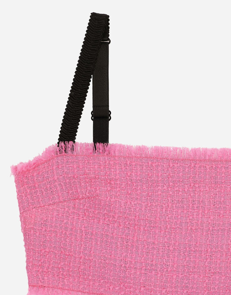 Dolce & Gabbana Raschel tweed crop top with straps Pink F79DATFMMHN