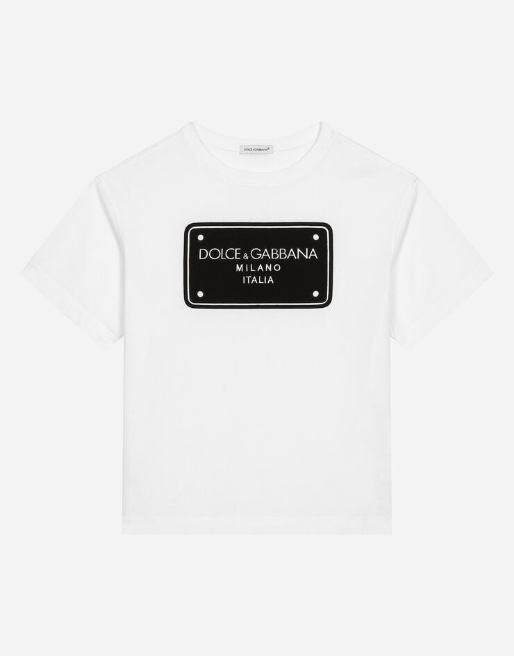 Dolce & Gabbana Jersey T-shirt with logo tag White L4JTHVG7N0G