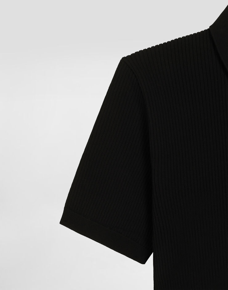 Dolce & Gabbana قميص بولو من قطن بمضلعات دقيقة Black GXZBJZJBCJC
