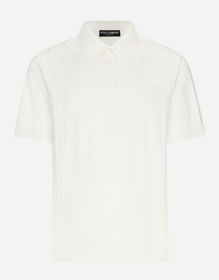 Dolce & Gabbana Silk jacquard polo-shirt with DG logo White GXZ15TJBSKE