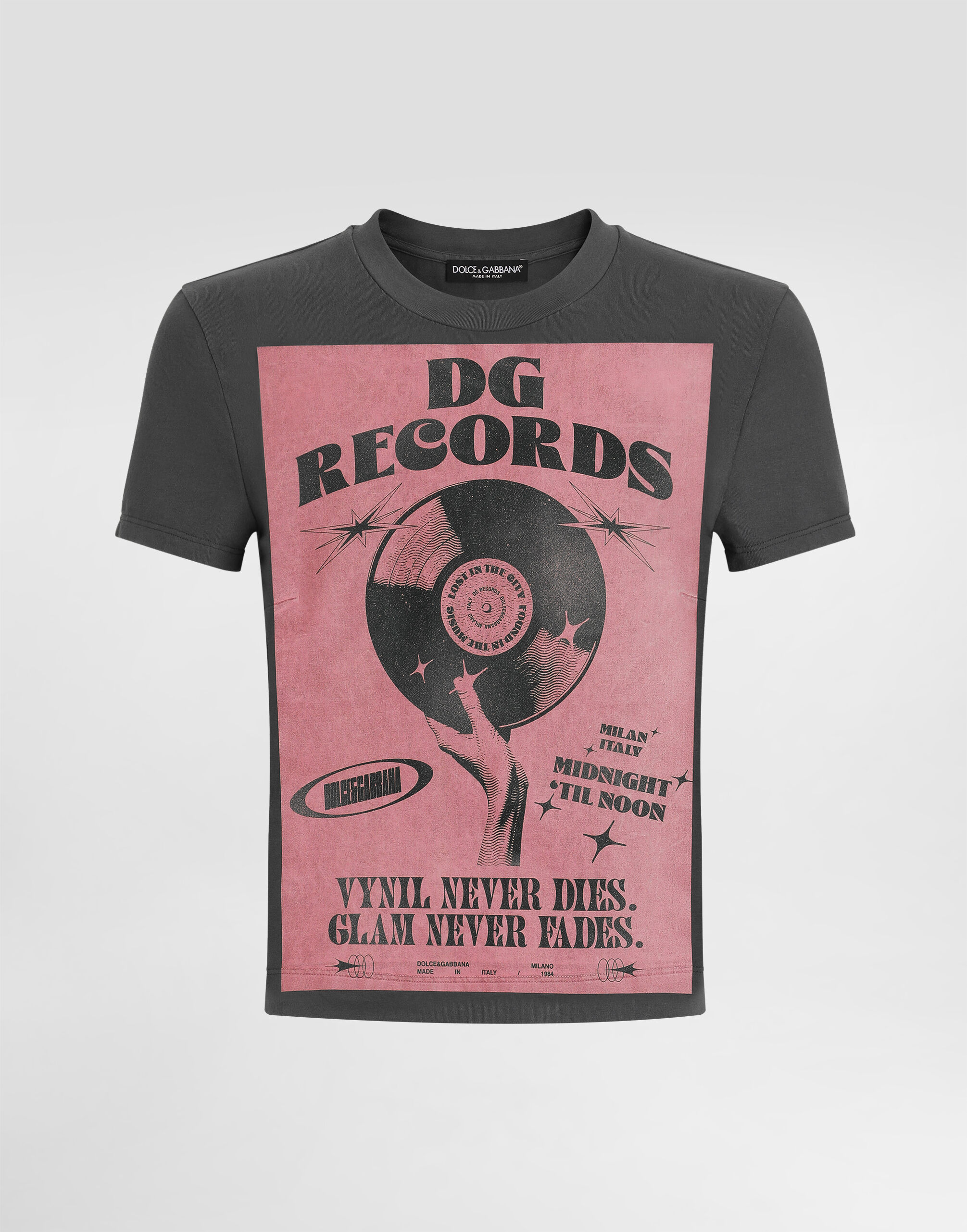 Jersey t-shirt with print in Grey for Women | Dolce&Gabbana® US
